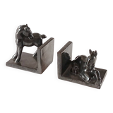 Black ceramic bookends horses