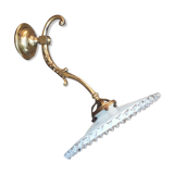 Wall lamp gooseneck bronze and serrated opaline.