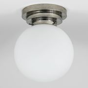 Large opaline glass globe ceiling lamp in Art Deco style.