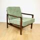 Vintage brown wooden armchair green-olive jeans design by Z. Bączyk - 2 pieces available