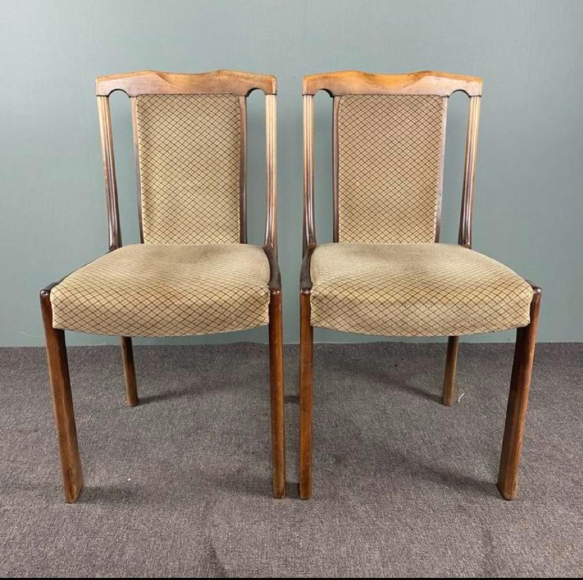 Set of 4 vintage wooden dining chairs 60s