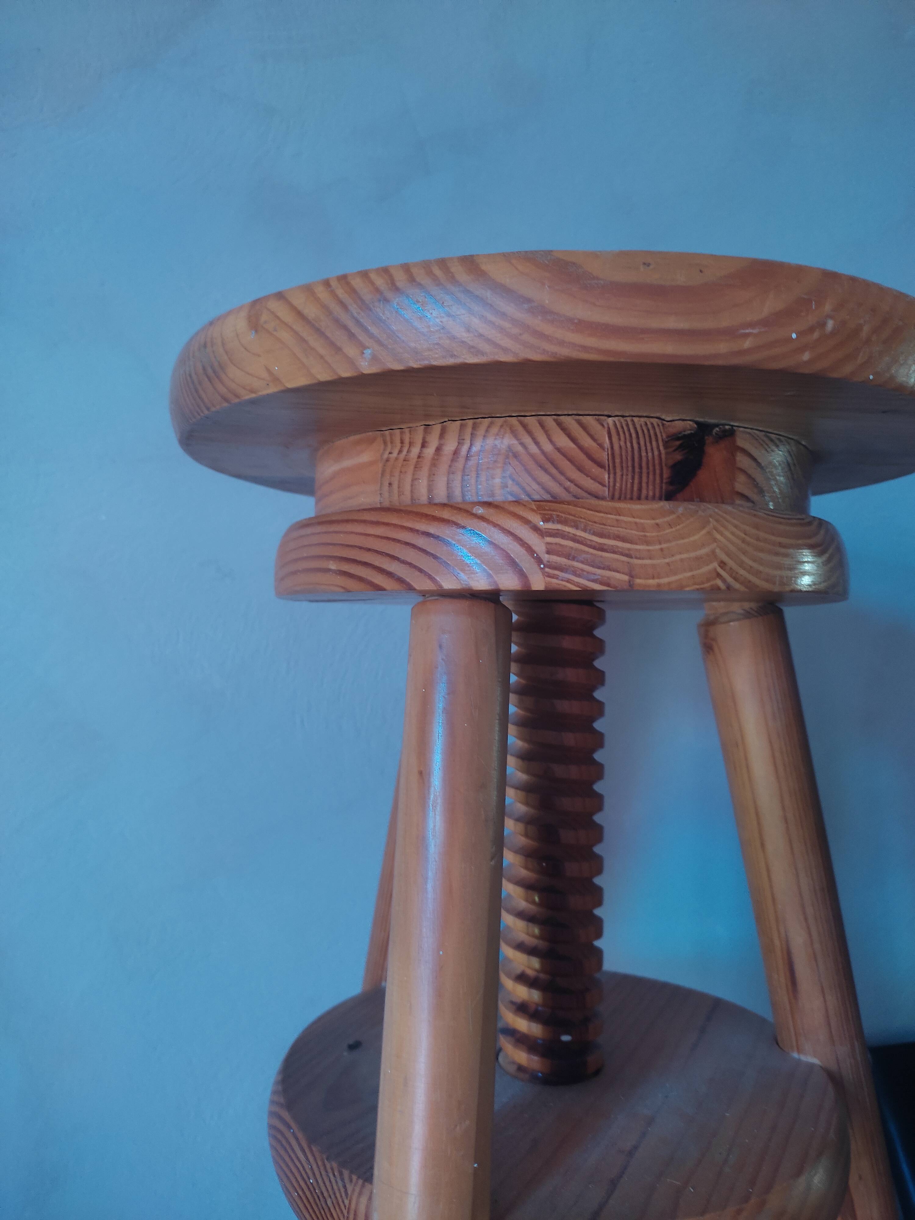 Adjustable wooden stool