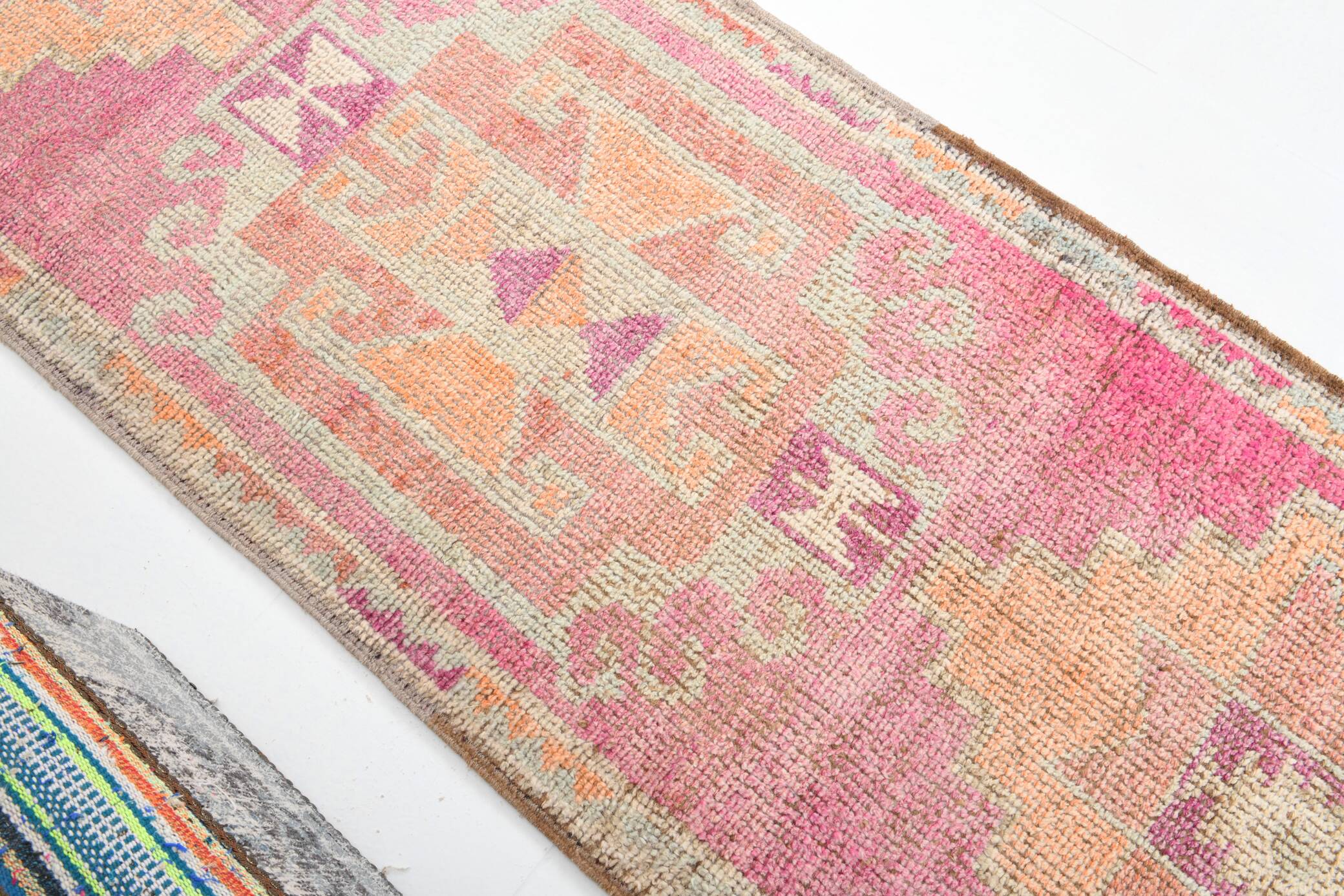 Tapis coureur vintage turc pastel rose 3x10, 97x310 cm