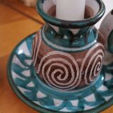 2 Handheld candlesticks design ceramic Robert Picault