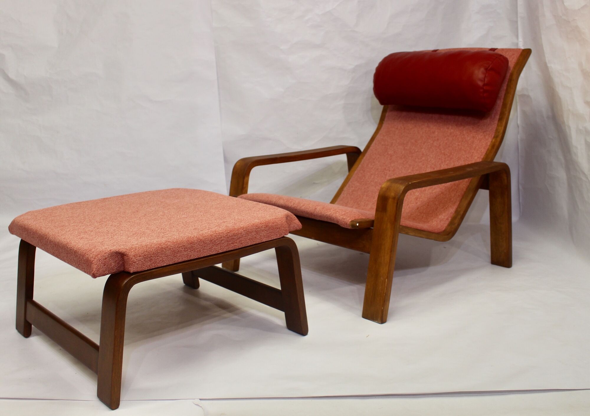 Pulkka chair and ottoman by Ilmari Lappalainen for Asko, 1963