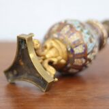 Cloisonné enamel lamp with bronze dolphin base, Napoleon III lamp, table lamp