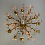 Bronze cage chandelier trimmed with grapevines, early twentieth century