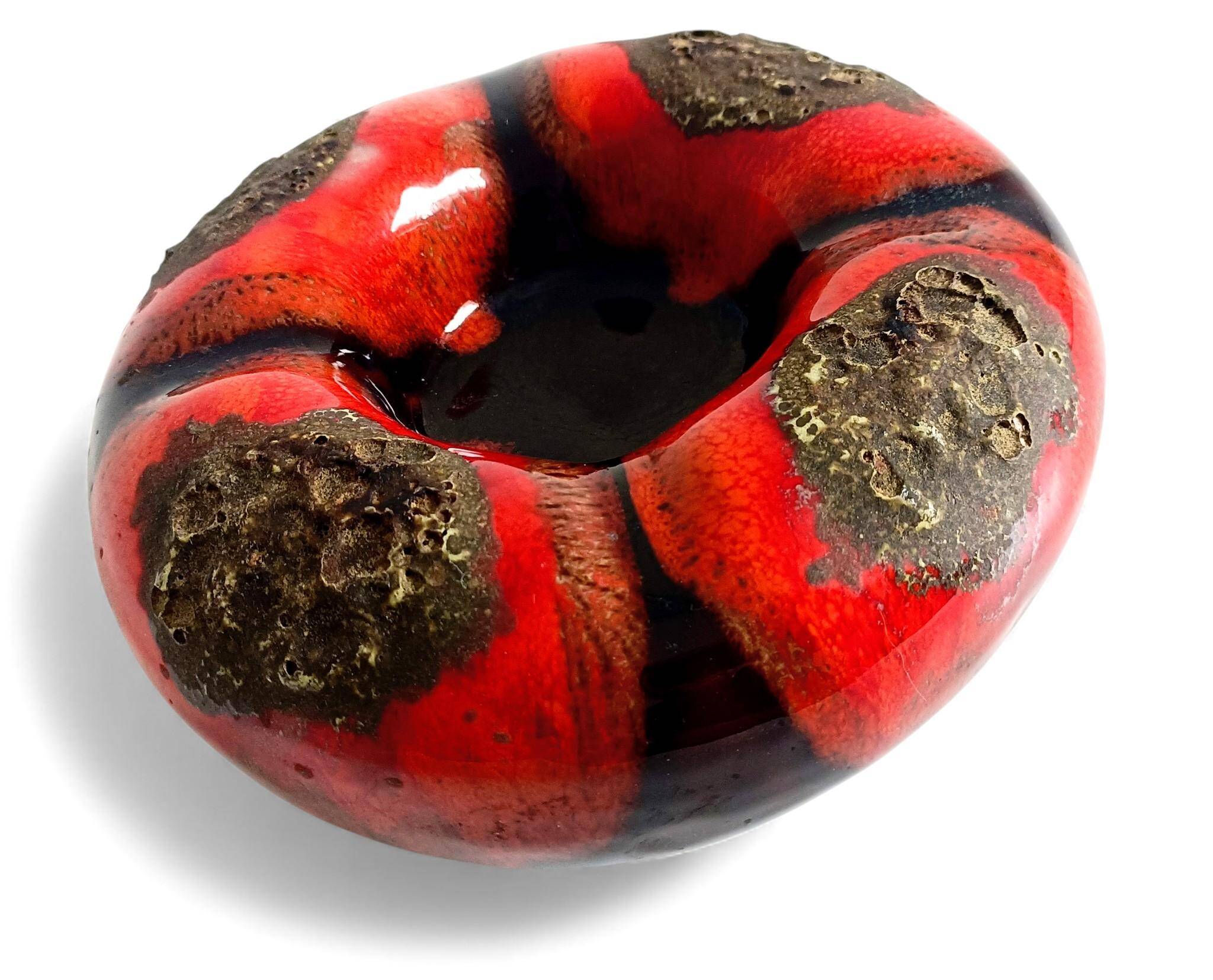 Sculptural Vallauris Ceramic Vide-Poche, Fat Lava Glaze, France, 1950s