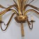 Hollywood regency style bull rush gilt metal toleware 6 light chandelier 4369