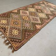 Vintage Turkish Kilim 377x152 cm wool kelim rug large