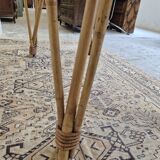 Vintage Rattan/Bamboo Dining Table with Compass Legs 1950s