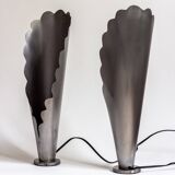 Pair of brushed steel lamps⎮60s, 70s