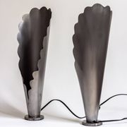 Pair of brushed steel lamps⎮60s, 70s