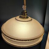 Frosted glass saucer lamp with golden edges