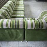 Large 7 piece modular / sectional sofa in striped upholstery, Germany, 70s