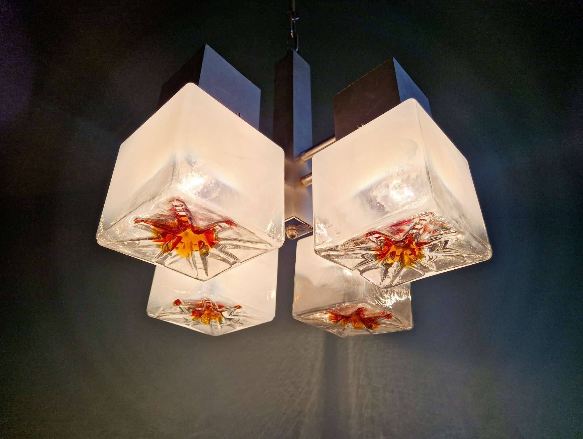 Lustre Mazzega cubique, style Space Age, 1970
