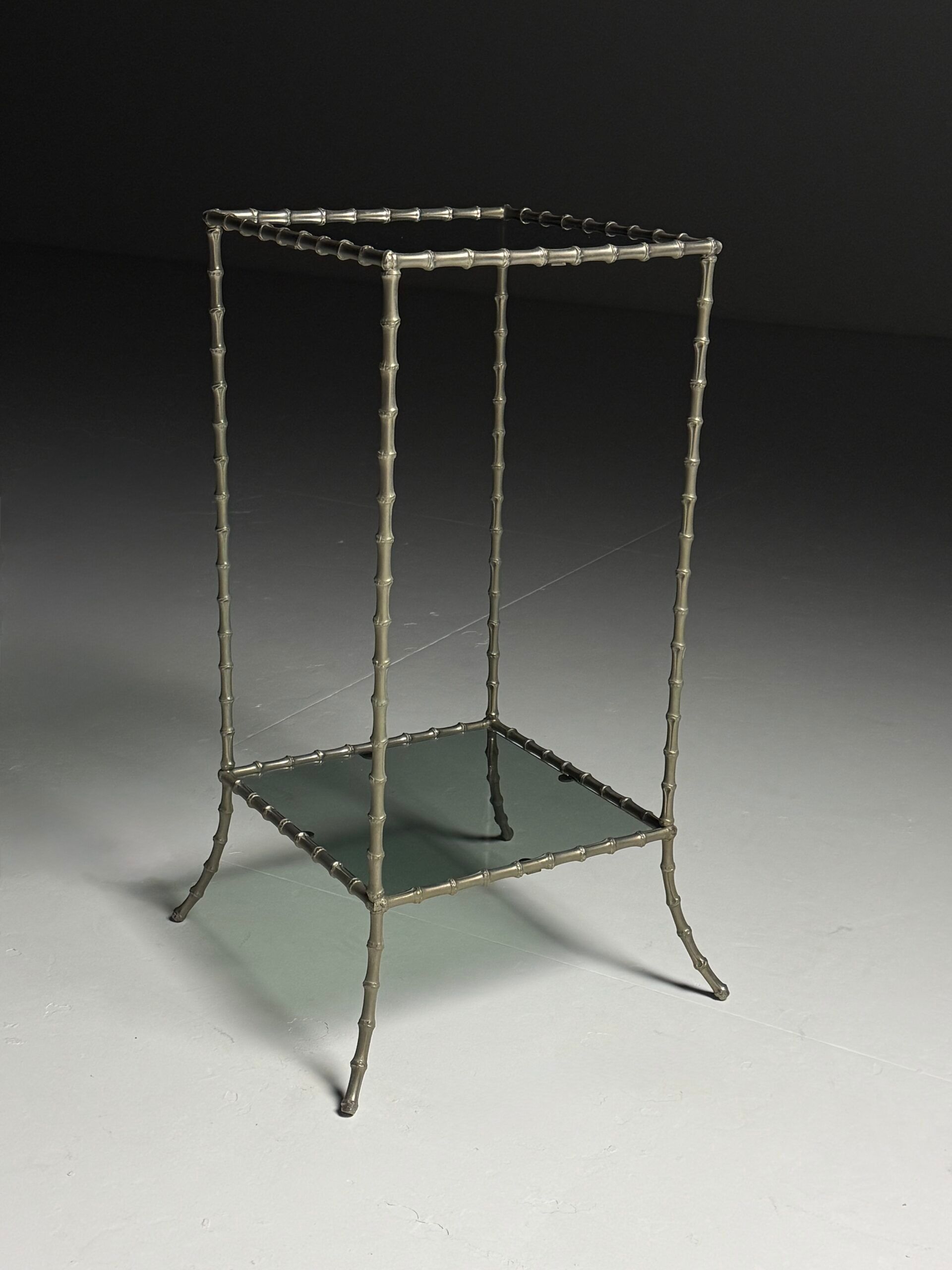 Faux bamboo side table metal