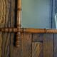 Vintage mirror with bamboo effect wood, country decor, flea market, chain