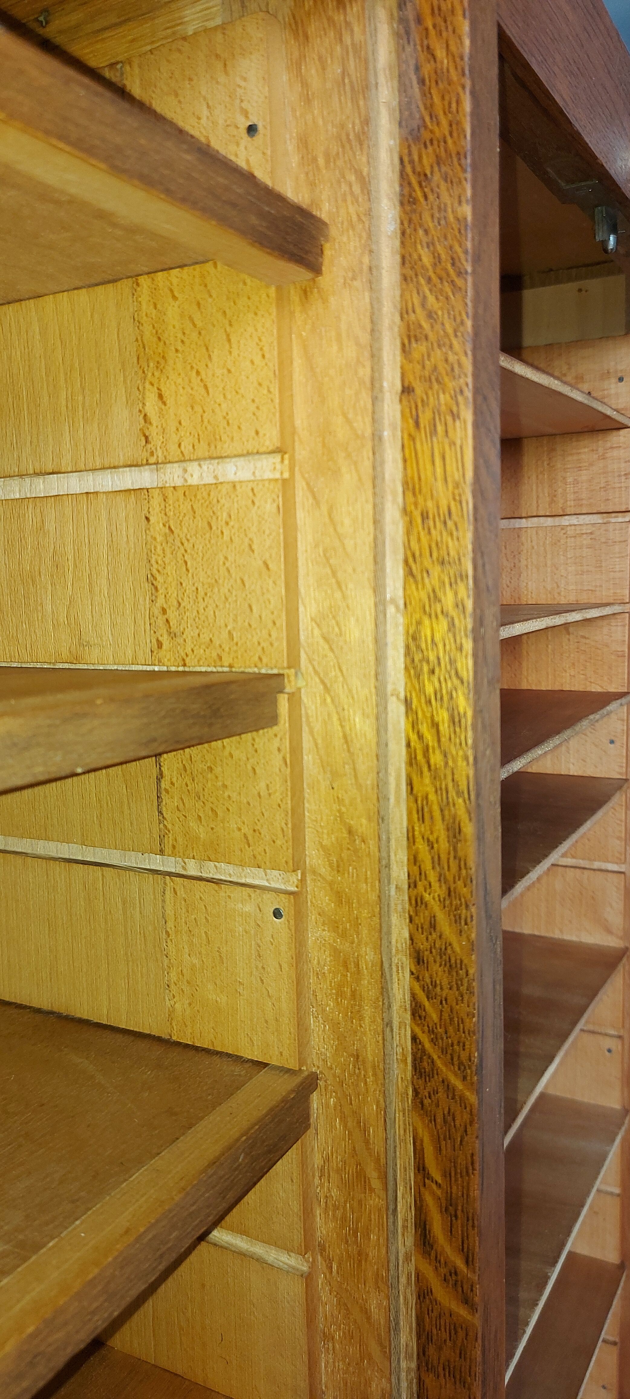 Double frame cabinet with solid oak curtains 50s