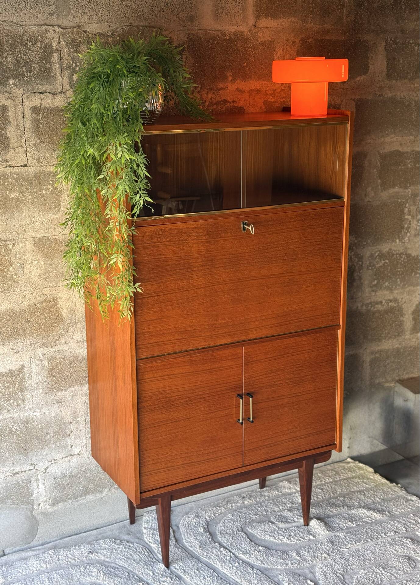 Armoire secrétaire vintage scandinave en teck, 1960