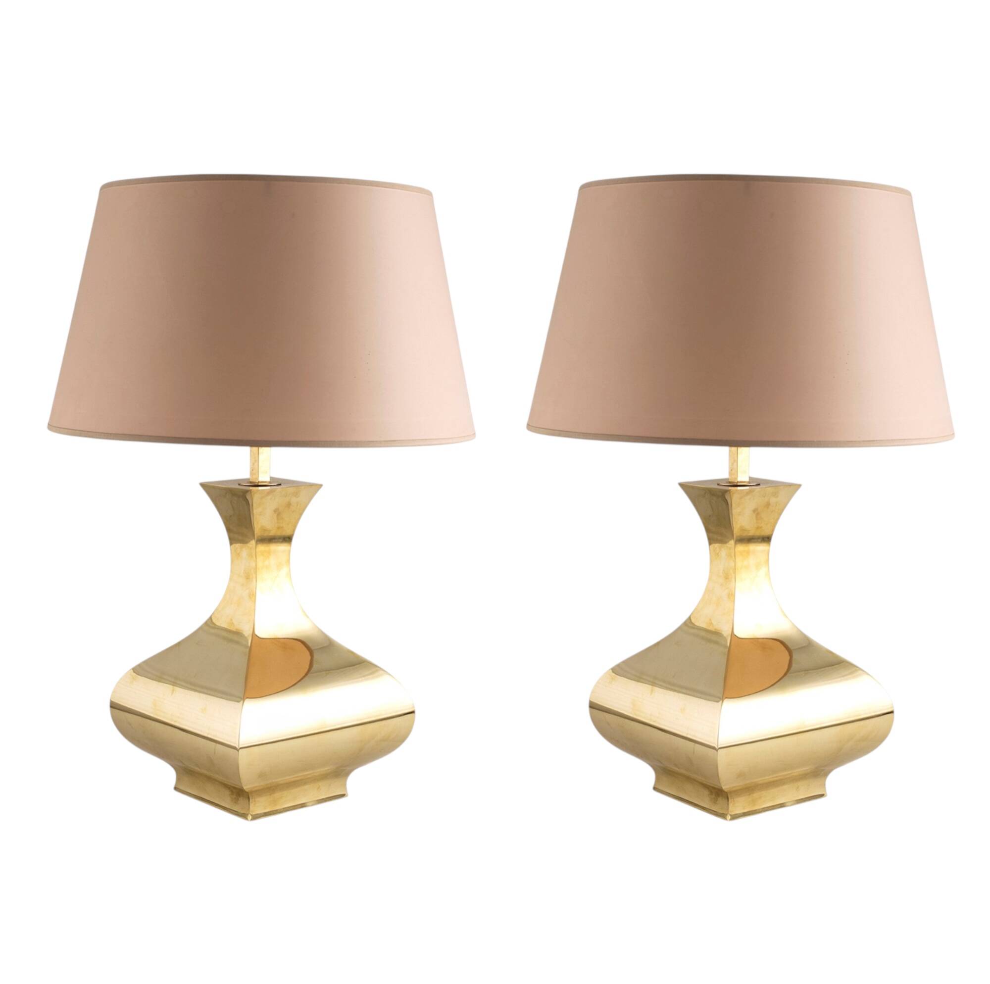 Hollywood regency set of 2 table lamps mod. Piramide, High Society Italy 70