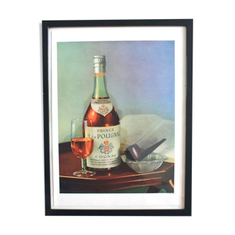 Cognac Polignac and pipe vintage original advertising poster 1950s