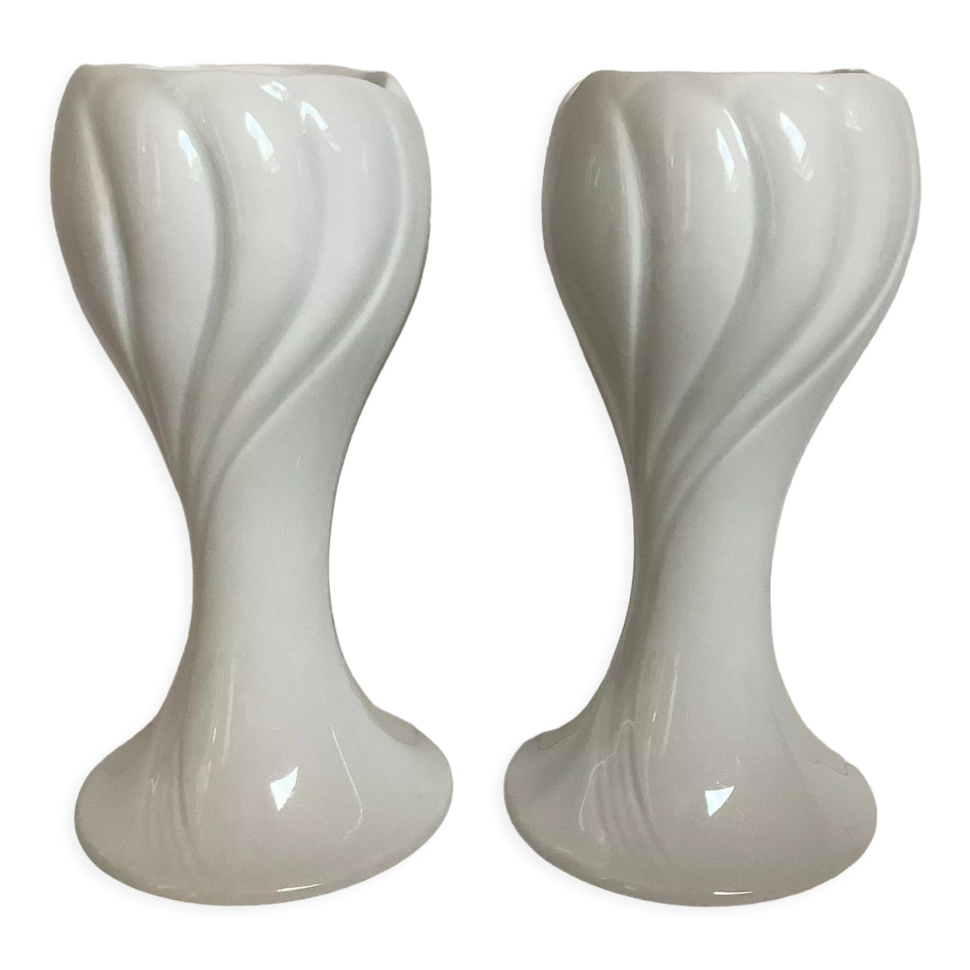 Pair of tulip flower candlesticks KPM Bavaria Germany