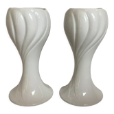 Pair of candlesticks with tulip flowers KPM Bavaria Germany