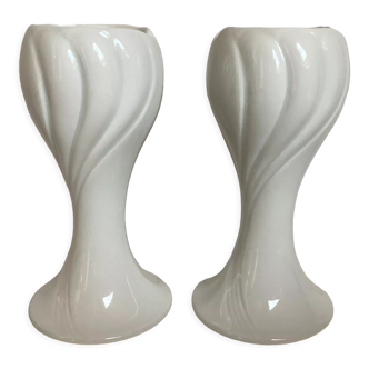 Pair of tulip flower candlesticks KPM Bavaria Germany