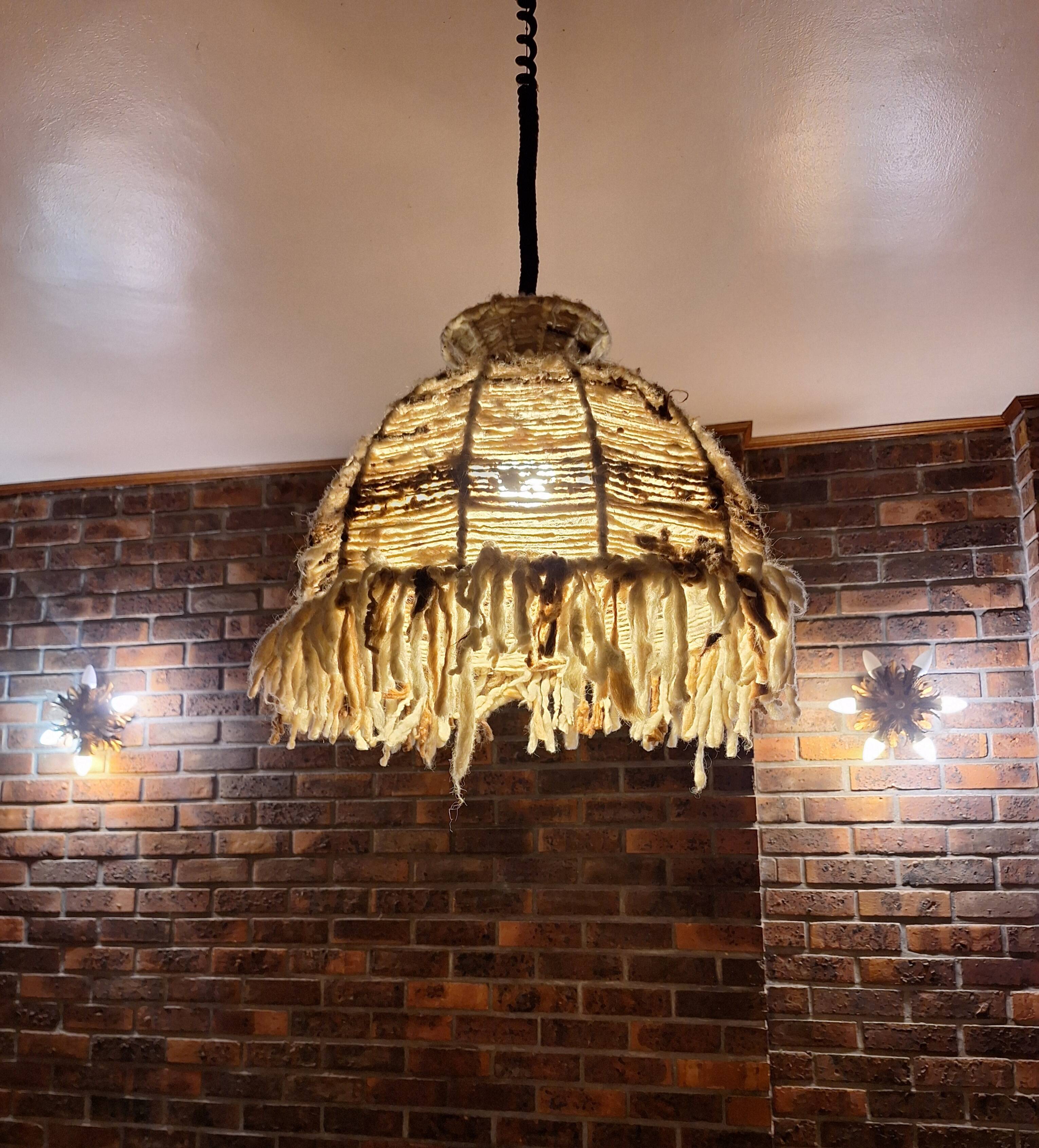 Vintage wool lampshade with fringes
