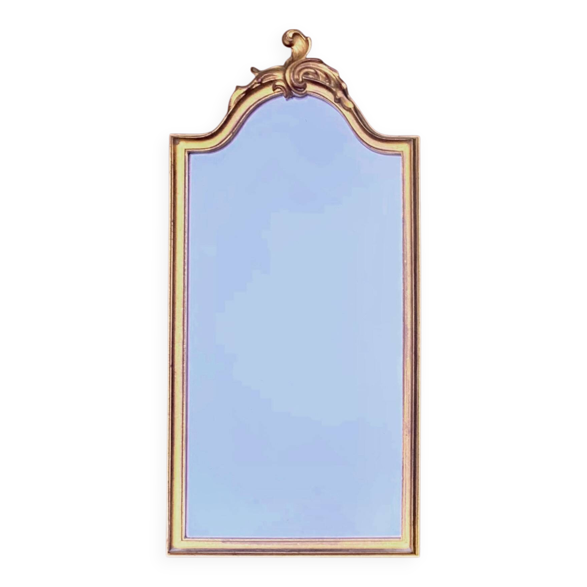 Antique Deknudt mirror in golden resin - 70 x 34 cm