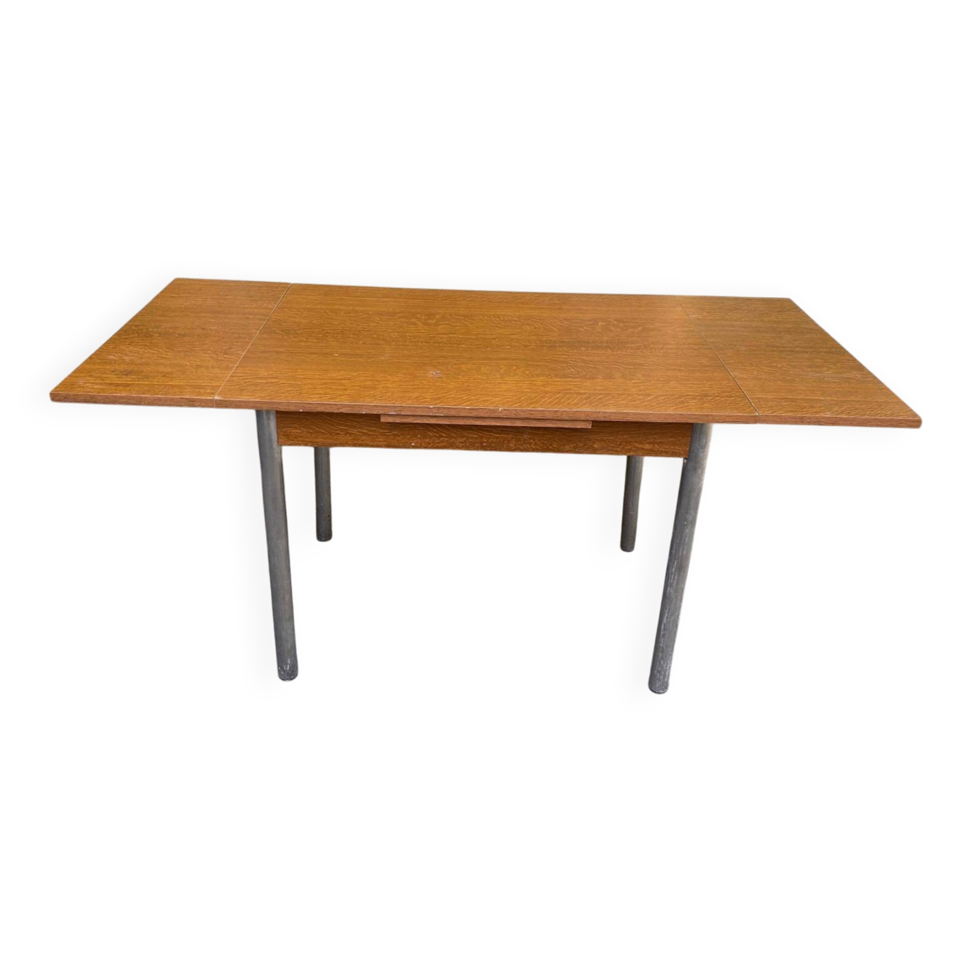 Table de cuisine extensible en bois et acier Cuisines You France 1980