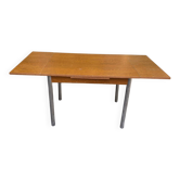Extendable kitchen table in wood and steel Cuisines You France 1980