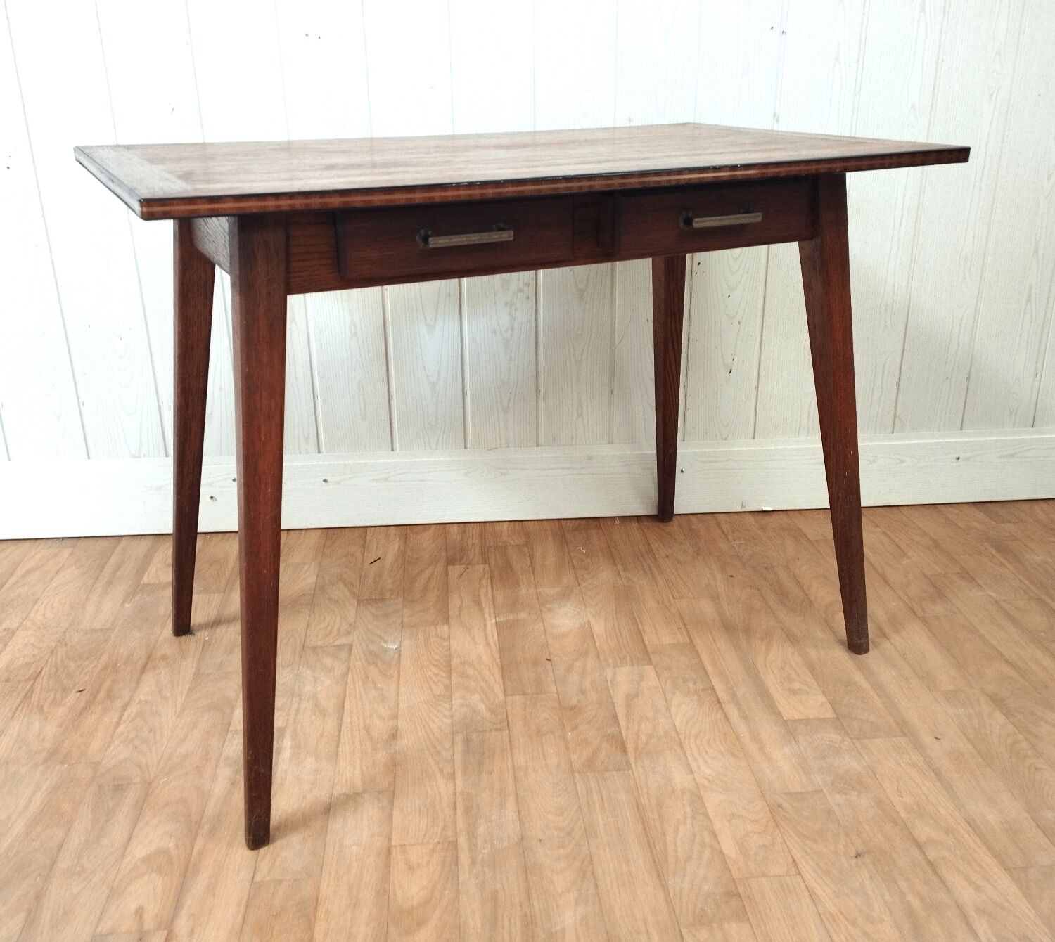 Vintage desk feet compass solid oak