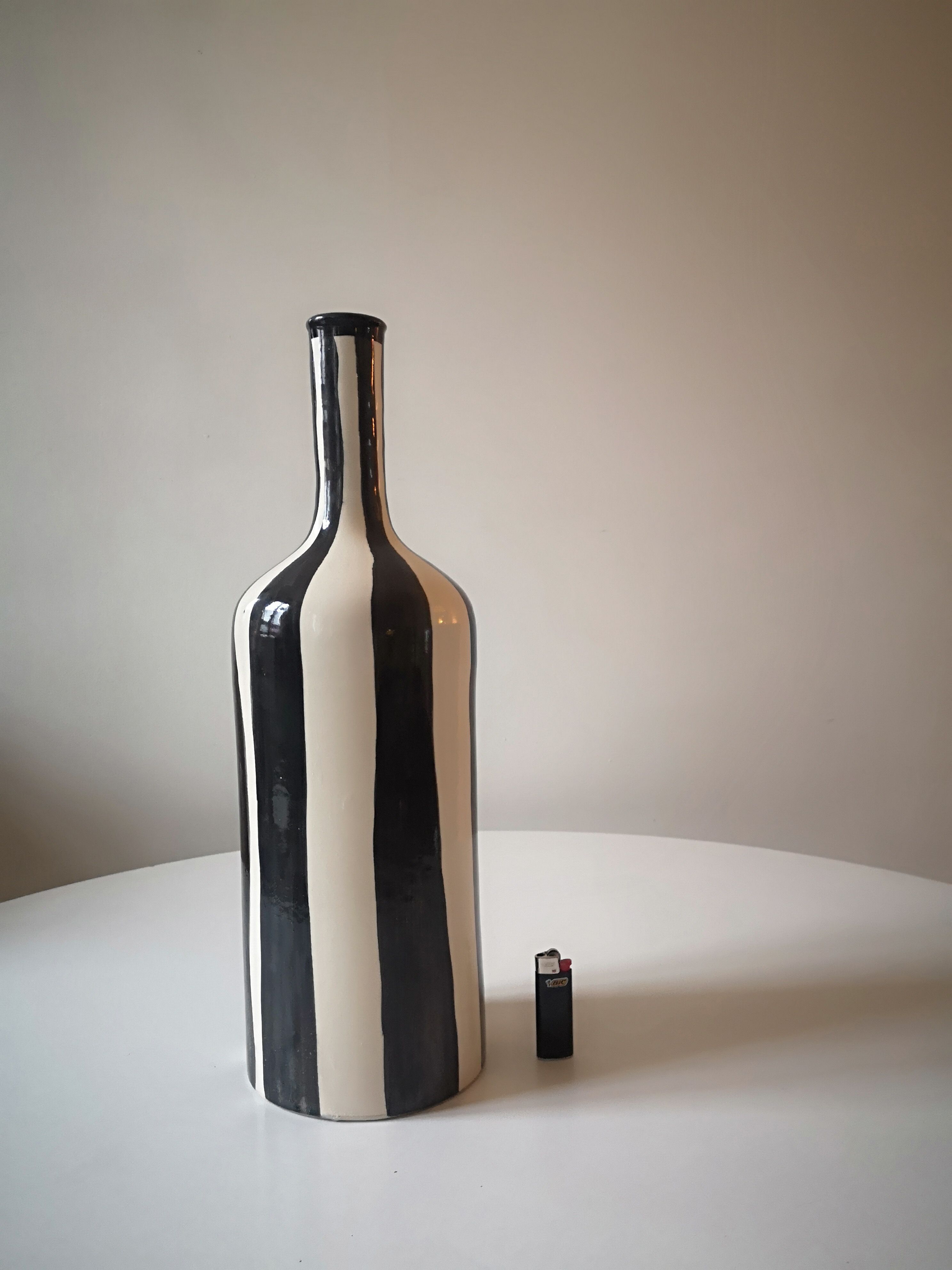 Handmade glazed ceramic vase, graphic design