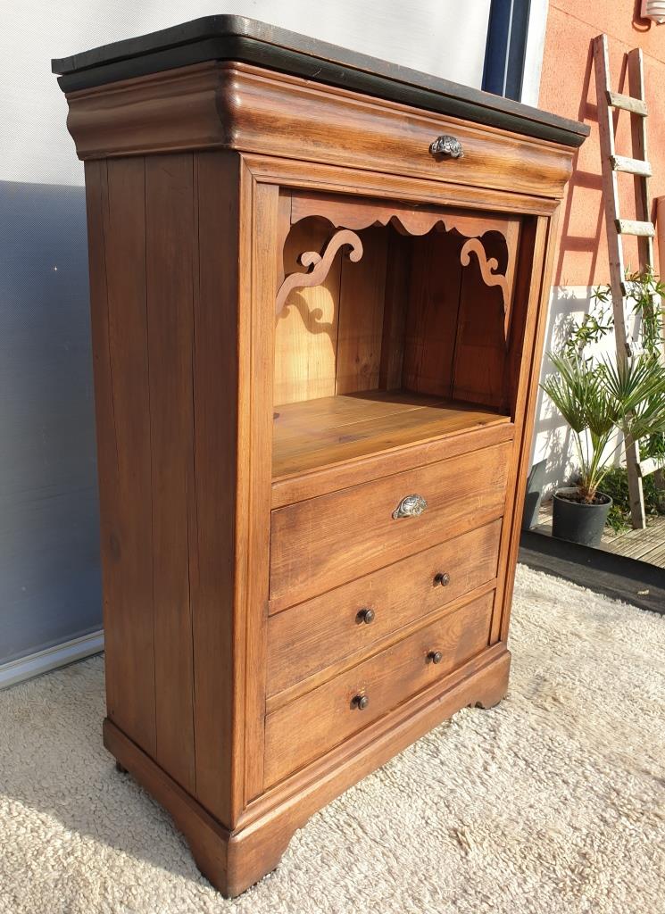 High chest of drawers furniture XIXth with niche