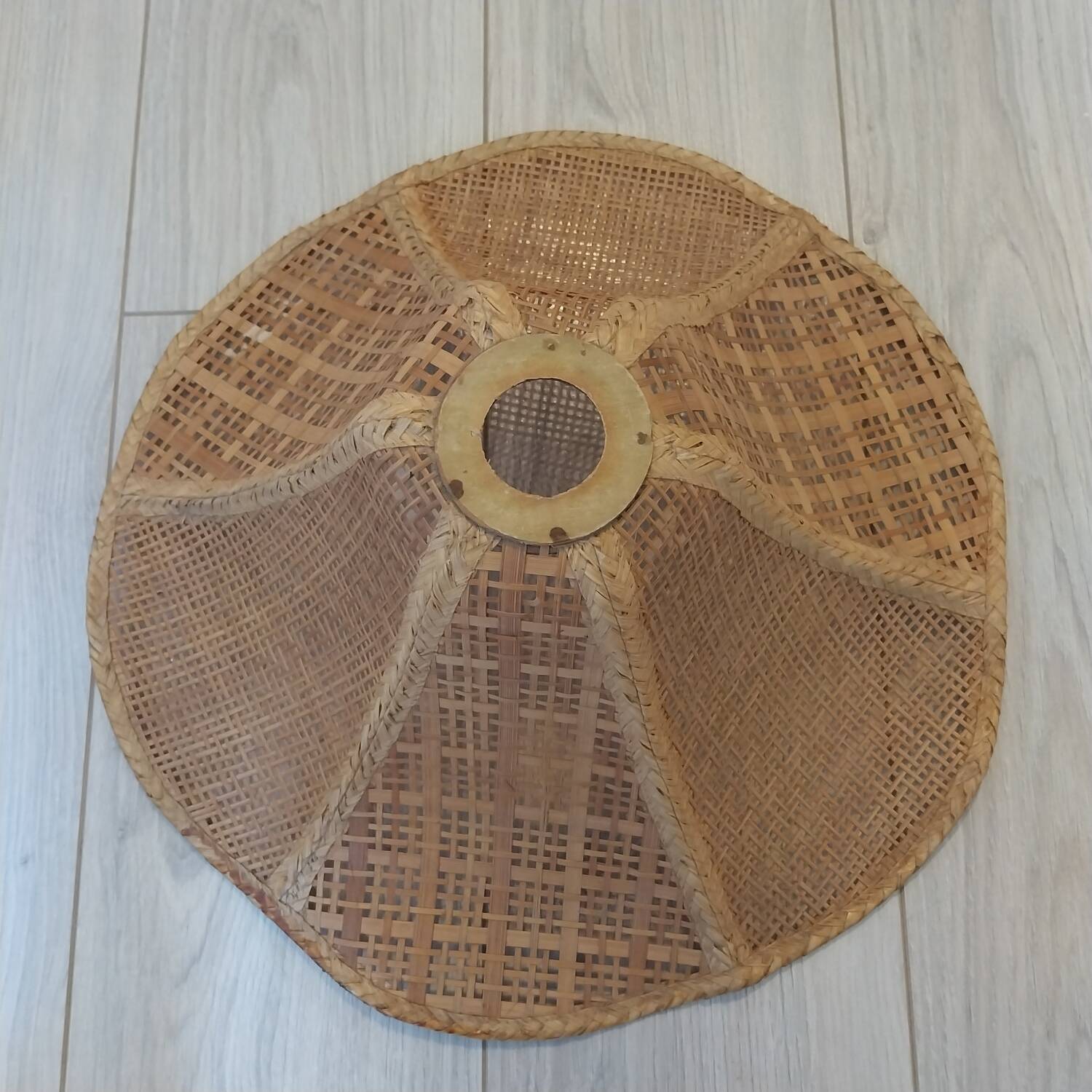 Vintage conical rattan/wicker ceiling lampshade