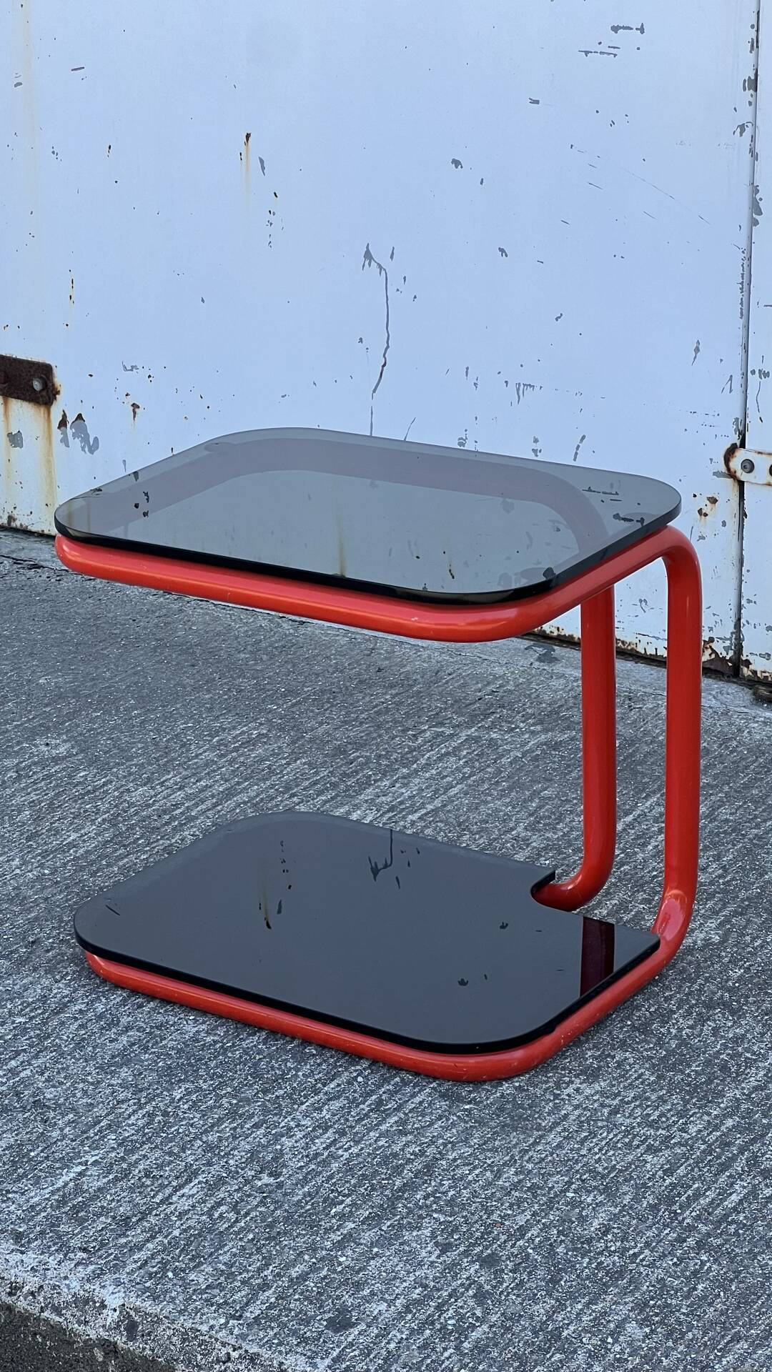 tubular and glass side table from the 1980s