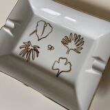 Old rectangular Limoges Porcelain Ashtray: Leaf designs signed GP