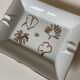 Old rectangular Limoges Porcelain Ashtray: Leaf designs signed GP