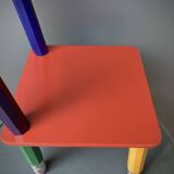 Postmodern round table, chair and bookcase by Pierre Sala 1980