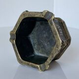 Gothic style bronze ashtray in the shape of a well with heraldic motifs by Max Le Verrier