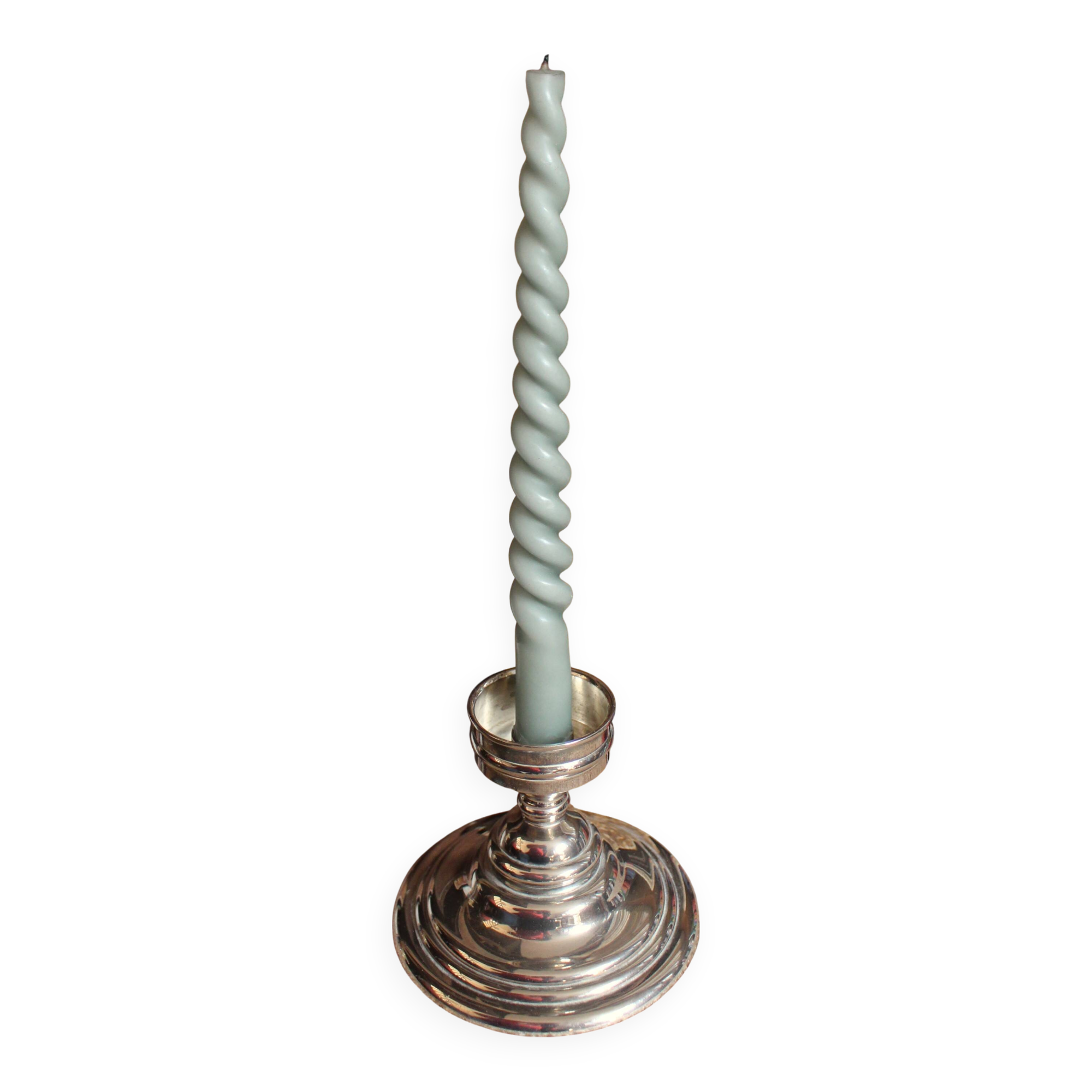 Chrome metal candle holder for taper candle