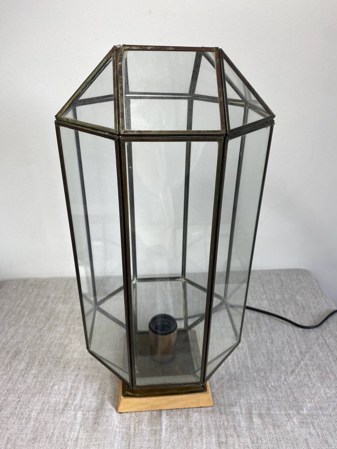 Lampe en laiton et verre