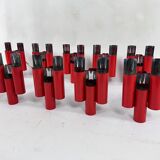 Set of 10 mid-century red and chrome wall lamps by Stilnovo, Italy 1970s