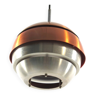 1960s Danish pendant – copper & aluminium lamp in Carl Thore style