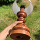 Vintage turned wooden lamp and white lampshade