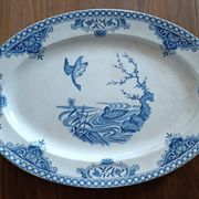 Plat ovale camaïeu de bleu en faïence de Gien
