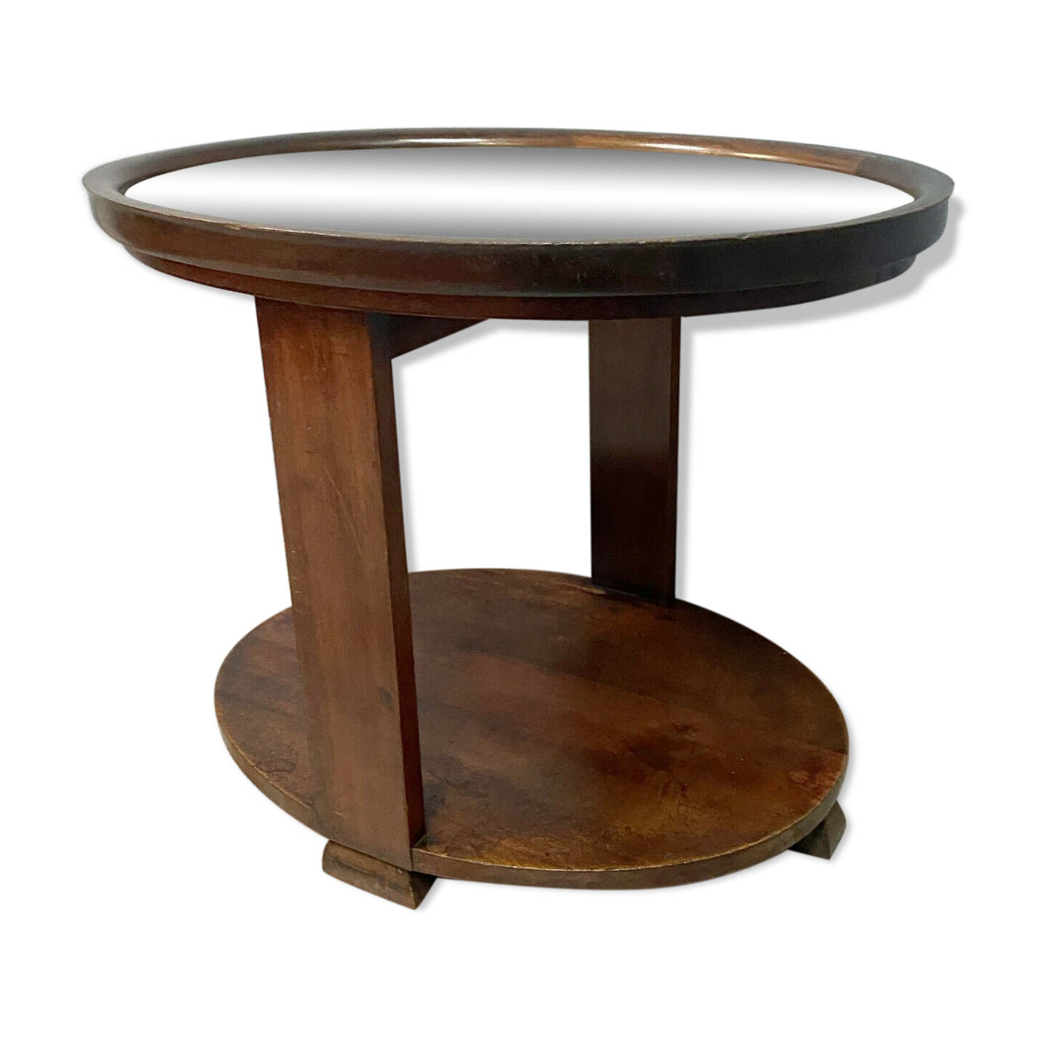 Art Deco-era flying table in mahogany and bramble around 1925