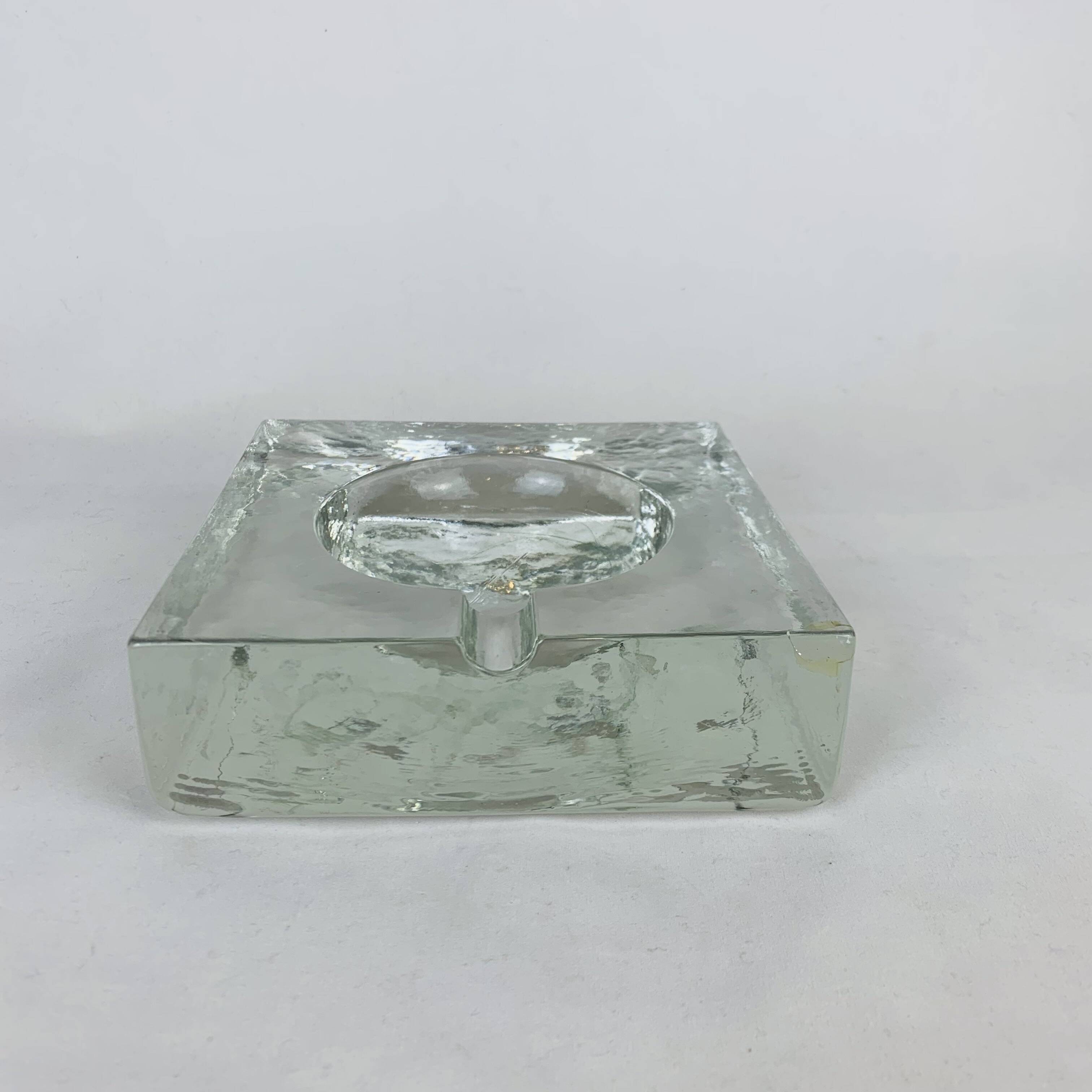 Brutalist glass ashtray from the 70s